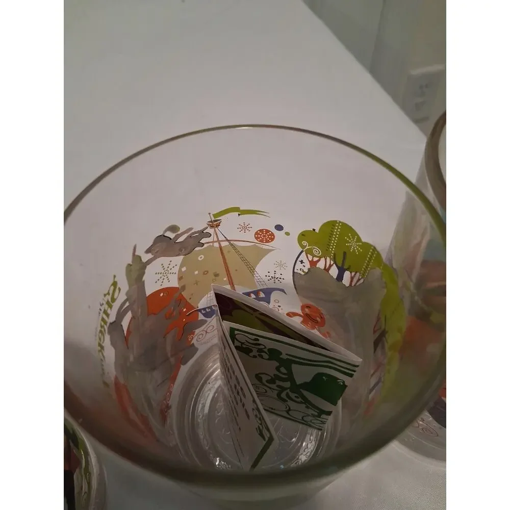 Vintage 2007 McDonald's Shrek The Third Glass Lot of 6 WITH ORIGINAL INSERTS